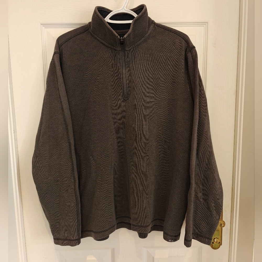 EDDIE BAUER Quarter Zip Gray Sweater